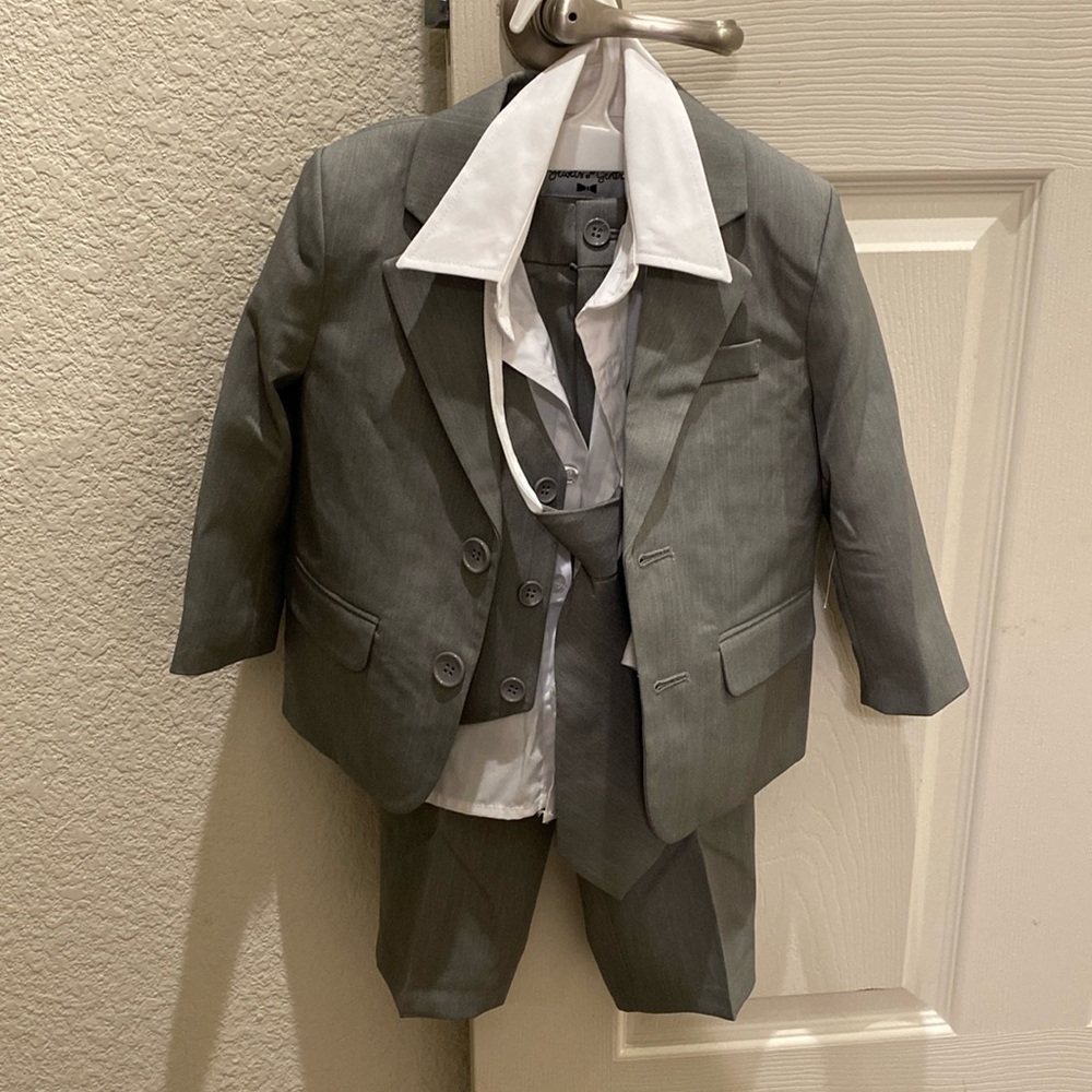 5 piece baby boy gray suit